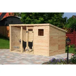 PROMADINO Hundezwinger, BxHxT: 333 x 192 x 226 cm, natur - braun