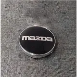 4 Stück Nabendeckel Radnabendeckel für Mazda 60mm, Nabenkappen mit Logo Radnabenkappen, Wasserdicht Staubdicht Anti Rost Felgendeckel, Auto Accessoires,A Black