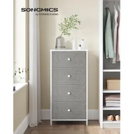 Euziel Kommode mit 4 Stoffschubladen und Metallrahmen hellgrau-weiß