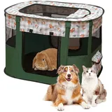 Faltbares Laufgitter Für Welpen Und Haustiere – Aus Oxford-gewebe – Rechteckiges Zelt Für Hunde, Kaninchen, Meerschweinchen Und Katzen – Für Drinnen Und Draußen Geeignet – 70 X 55 X 40 Cm – Dunkelgrün