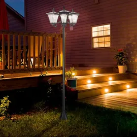 Outsunny Solar Gartenleuchte mit 3 Lampen 51,5 x 182,5 cm schwarz