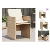 vidaXL Gartenstühle mit Kissen 4 Stk. Beige Poly Rattan