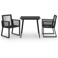 vidaXL Garten-Essgruppe 3-tlg. Tisch 80 x 80 cm schwarz