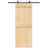 vidaXL Schiebetür mit Beschlag 80x210 cm Massivholz Kiefer