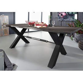 MASSIVMOEBEL24.DE Esstisch Akazie 240x100x76 grau lackiert IRON LABEL #118 - Grau
