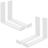 ML-Design 4 Stück Regalhalterung, 20x4x14 cm, Weiß, aus Metall, 8 Zoll Regalhalterungen, Industrielle Regalwinkel, Regalträger für Wandmontage, 90