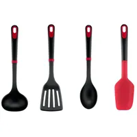 Tefal Kochbesteck-Set Ingenio+ (Set, 4-tlg), Silikon-Sicherheitsring, hitzebeständig bis 230°C, spülmaschinenfest rot|schwarz