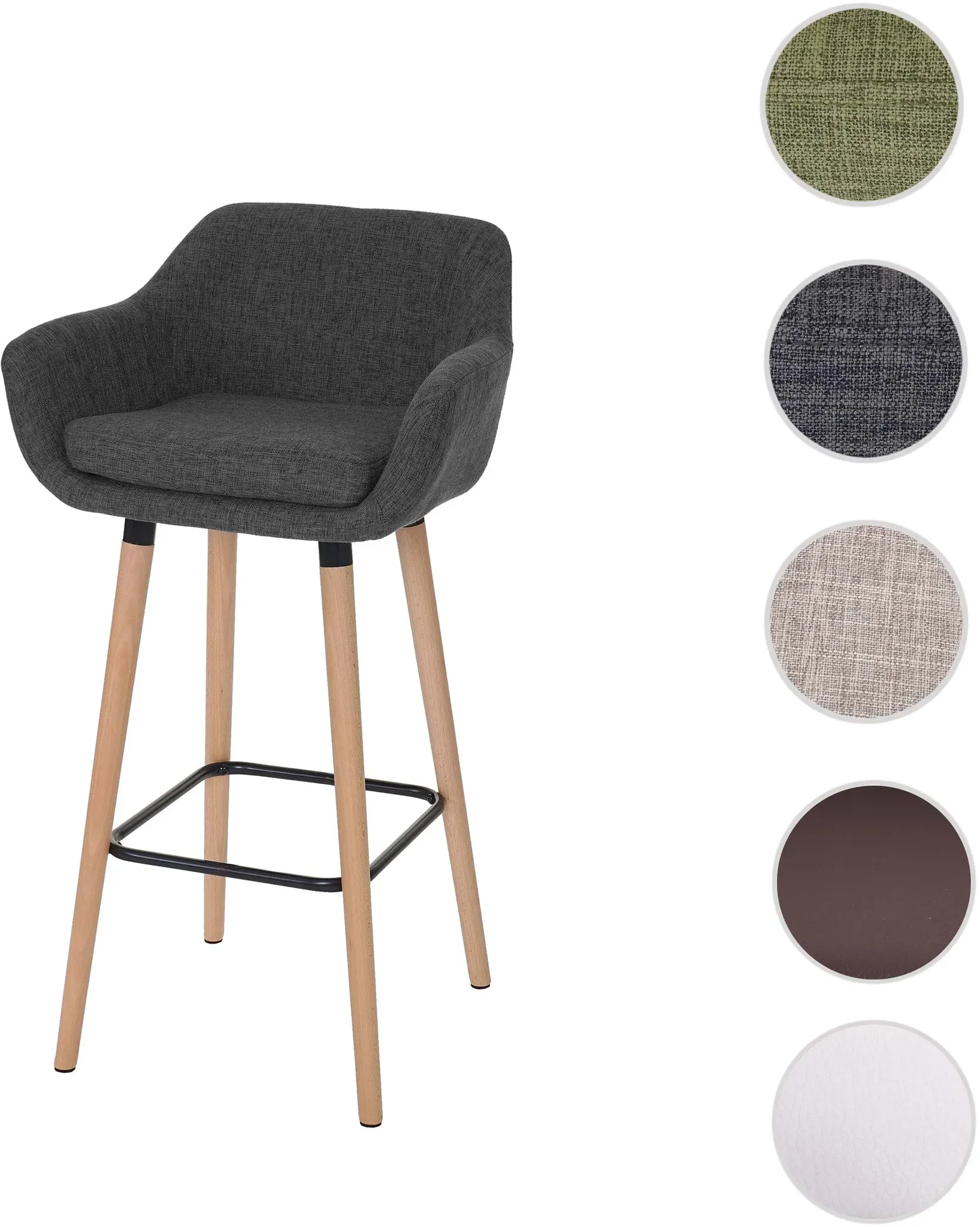 Barhocker Malmö T381, Barstuhl Tresenhocker MVG-zertifiziert ~ Textil, dunkelgrau