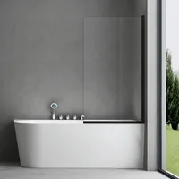 SoGood doporro Badewannenaufsatz Design-Duschwand für Badewanne 80x140cm schwarz Duschabtrennung ESG-Sicherheitsglas in Klarglas inkl. Nano-beschichtung Badewannenfaltwand Cortona201K