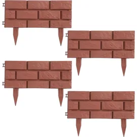 Hti-Living Beeteinfassung Steinmauer 45 x 29 cm 4 Stück rot