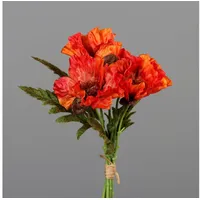Seidenblumen Roß Mohnbund mit 5 Mohnblüten 36cm DP Kunstblumen künstliche Blumen künstlicher Mohn Papaver (Orange)