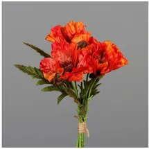 Seidenblumen Roß Mohnbund mit 5 Mohnblüten 36cm DP Kunstblumen künstliche Blumen künstlicher Mohn Papaver (Orange)