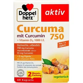 Doppelherz Aktiv Curcuma 750 mit Curcumin + Vitamin D3 1000 I.E. Kapseln 60 St.