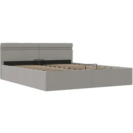 vidaXL Bett mit Bettkasten Hydraulisch LED Hellgrau Stoff 160x200 cm