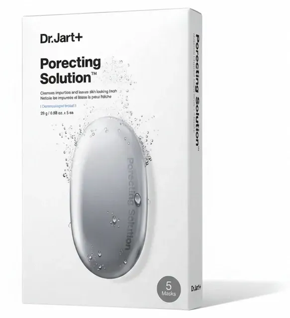 Dr. Jart+ Porecting Solution Bubble Tuchmaske (5 Stück) - Schwarze Aktivkohle Gesichtsmaske für tiefenreine Poren & Anti-Mitesser Pflege
