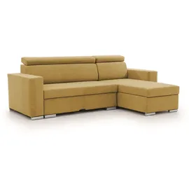 Fun Möbel Ecksofa Schlafsofa Sofa CANTON in Stoff Camelia Senfgelb Ottomane Rechts - Gelb