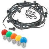satisfire Partylichterkette 30 m Schwarz 30 bunte LED Kugellampen