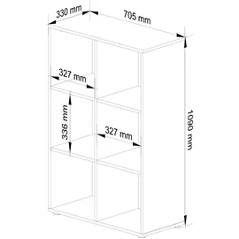 Akord Bücherregal 70,5 x 33 x 109 cm Weiß
