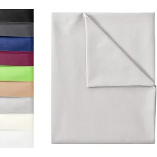 Green Mark Textilien Klassische Bettlaken | Betttuch | Laken | Leintuch | Haustuch 100% Baumwolle ohne Gummizug vielen Größen und Farben Größe: 150x250 cm, Silber gra