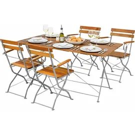 Mojawo Biergarten Set Klapptisch + 4 Klappstühle 120 x 60 x 0 cm braun/grau