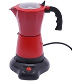 Vielrosse Espressokocher Elektrisch, 480W Mokkakocher mit Basis, 1-6 Tassen Kaffeemaschine 360° Drehbar Basis Geeignet Abschaltautomatik für Zuhause Büro Reisen (Rot)