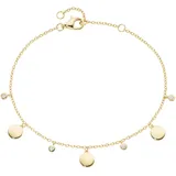 Smart Jewel Armband mit runden Plättchen und Zirkonia als Behang goldfarben 19 cm