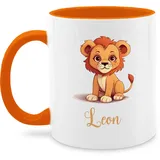 Tasse Tassen 325ml - Löwen - Löwe König der Tiere Leu mit Namen - Zootiere Tiermotiv - 325 ml - Orange - löwenmotiv leon kaffeetassen name tier einem personalisierte lion löwe. leo lions loewen