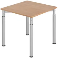 Bümö Schreibtisch Nussbaum, Silber, Nachbildung,Nussbaum, Quadratisch, 80x74x80 cm, FSC