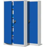 Jan 2er Set Aktenschrank C001 Stahlschrank Werkzeugschrank Lagerschrank Universalschrank Pulverbeschichtung Flügeltüren 185 cm x 90 cm x 40 cm grau/blau
