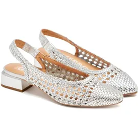 Gioseppo Fikove, geflochtene Ballerinas aus Leder, Schwarz, für Damen, Silber, 39 EU