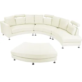 Beliani Halbrundes Sofa ROTUNDE Echtleder 7-Sitzer