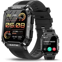 Smartwatch Herren mit Telefonfunktion,1.98" Fitnessuhr mit Blutdruck-,Pulsuhr,Schrittzähler, Aktivitätstracker,120+ Sportmodi Sportuhr Android iOS - Schwarz