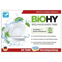 BIOHY Spülmaschinen Tabs (60 Tabs) | hochwirksamer 2-Phasen-Geschirr-Reiniger | Geschirrspültabs für kraftvolle Reinigung | streifenfreier Glanz | Vorratspackung