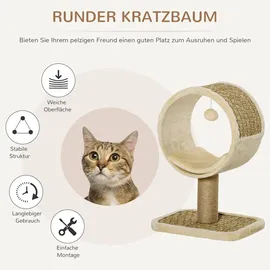 PawHut Katzenkratzbaum Klein 40 x 30 x 56 cm Khaki+Hellbraun