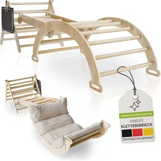 Juskys Kletterdreieck Movario Klein - Indoor Klettergerüst Kletterdreieck und Kletterbogen, Rutsche