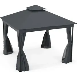 Blumfeldt Mondo Dual Pavillon 3 x 3 m inkl. Moskitonetz Silber