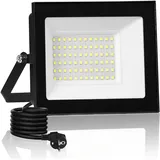 Sararoom LED Strahler Außen 50W, 5000LM 3000K Warmweiß Scheinwerfer Fluter Flutlicht Baustrahler | IP66 Wasserdicht Wandstrahler mit Stecker & 3m Kabel, Aussenlampe für Garten Garage Hof Werkstatt