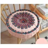Sitzkissen Garten Bunt mit Griff 45 cm, Sesselauflage Outdoor, Sitzerhöhung Stuhl, Stuhlkissen Rund, Bodenkissen Boho, Sitzkissen Sessel Senioren für Stuhlerhöhung Erwachsene Auto Gartenstuhl(W2)