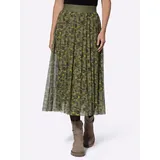 Heine A-Linien-Rock Plisseerock . beige|grün 34