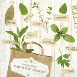 Mank Serviette aus Tissue - Kräuter/Herbs, 40 x 40 cm, 100 Stück - Garten Gartenkräuter Thymian Salbei Minze