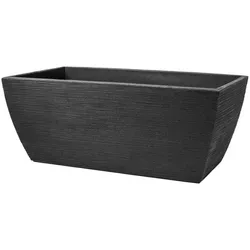 Trog Rillen Übertopf Schwarz Grau Blumenkübel Pflanzenbox Kräutergefäß Garten Schwarz