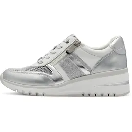 Marco Tozzi Damen Sneaker flach mit Reißverschluss Chunky-Sohle, Weiß (White Comb), 41