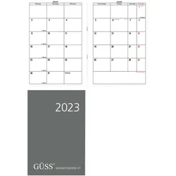 Monats-Taschenkalender, 15 x 21 cm, schwarz, Softcover-Einband