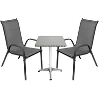 Mojawo 3-tlg. Bistro Garnitur Balkonset Tisch + 2 Stapelstühle 60x60xH70cm