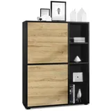 Vladon Highboard 79 x 105,5 x 35,5 cm Eiche / Braun / Schwarz