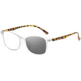 MAGIMODAC Lesebrille Selbsttönend Bifokal Photochrome Outdoor-Lesebrille Anti-Blaulicht Mit Sonnenschutz Herren Damen Lese-Brillen Blaulichtfilter Lesebrillen Transparent +3.0