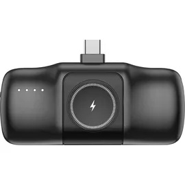 wozinsky Mini-Powerbank 5000 mAh 15 W USB-C mit integriertem USB-C-Kabel und Apple Watch Ladegerät - Schwarz