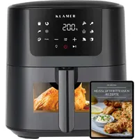 Klamer Heißluftfritteuse 5l XL, Heissluftfritteuse mit Sichtfenster & Schüttel-Erinnerung,