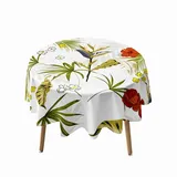 Highdi Runde Tischdecke Abwaschbar Tisch Decke, Tropische Pflanzen Rund Tischwäsche Geeignet für Küche, Esszimmer, Esstisch, Couchtisch, Gartentisch (Durchmesser 170cm,Gelbe Blume)