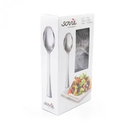 Sovie Tableware Löffel metallisiert aus Plastik, 17 cm, Silber, 50 Stück - Einweg Besteck